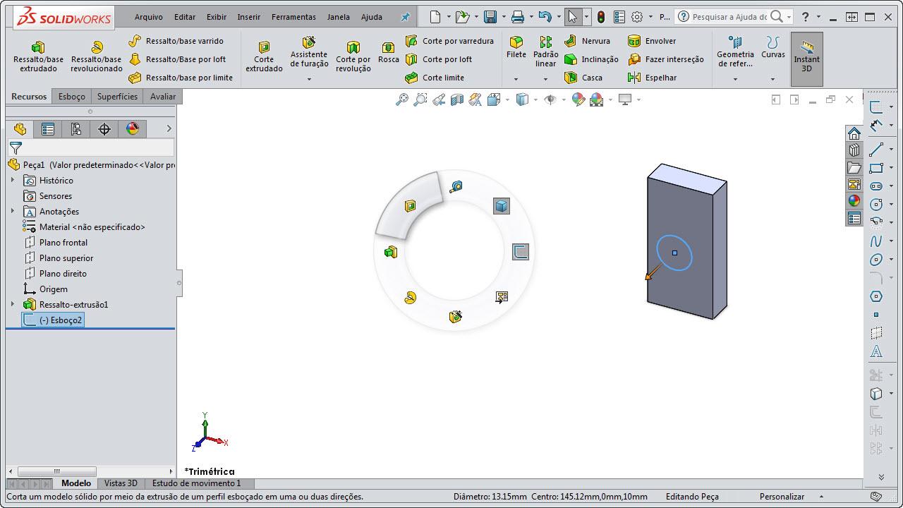 Como reduzir o tempo de projeto com os gestos de mouse no SOLIDWORKS 2017